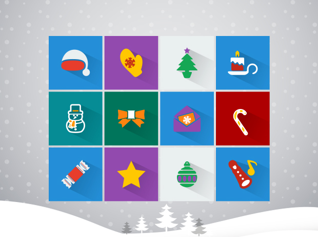 100 Flat Long Shadow Christmas Icons